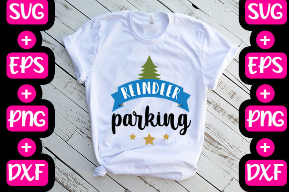 Christmas Reindeer Parking Graphics & T-Shirt Designs